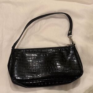 Black Crocodile-Embossed Women's mini shoulder Bag